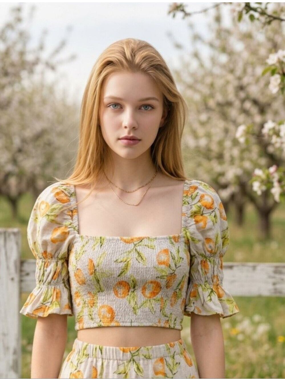 Urban Outfitters Cream Peach Print Square #BL37 - Picture 1 of 6
